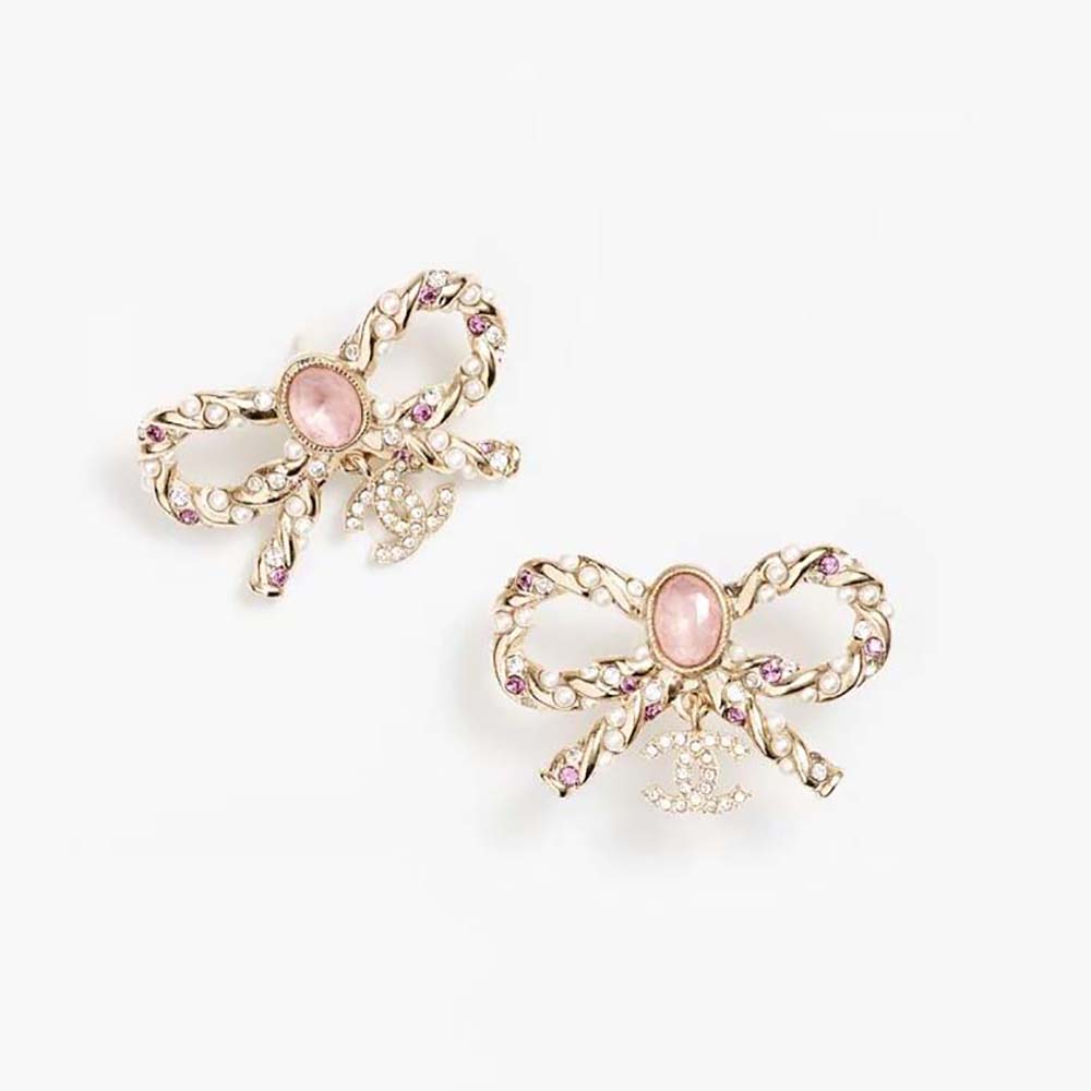 Chanel Women Stud Earrings in Metal Glass Pearls and Strass