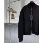 Dior Women CD Bomber Jacket Black Ottoman Cotton Blend Piped Side Pockets Ribbed Cuffs Hem - Image 4