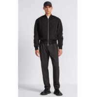 Dior Men CD Bomber Jacket Black Ottoman Cotton Blend Piped Side Pockets Ribbed Cuffs Hem (6)