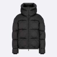 Dior Men CD Cannage Hooded Down Jacket Black Technical Fabric Drawstring Ribbed Cuffs (3)