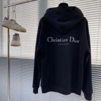 Dior Men CD Christian Dior Couture Hooded Sweatshirt Black Cotton Fleece Dévoré Effect (3)