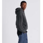 Dior Men CD Christian Dior Couture Hooded Sweatshirt Black Cotton Fleece Dévoré Effect - immagine 12