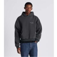 Dior Men CD Christian Dior Couture Hooded Sweatshirt Black Cotton Fleece Dévoré Effect (3)