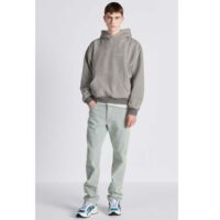 Dior Men CD Christian Dior Couture Hooded Sweatshirt Gray Cotton Fleece Dévoré Effect (4)