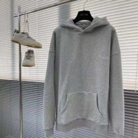 Dior Men CD Christian Dior Couture Hooded Sweatshirt Gray Cotton Fleece Dévoré Effect (4)