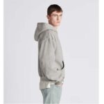 Dior Men CD Christian Dior Couture Hooded Sweatshirt Gray Cotton Fleece Dévoré Effect - Image 13