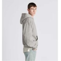 Dior Men CD Christian Dior Couture Hooded Sweatshirt Gray Cotton Fleece Dévoré Effect (4)