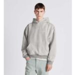 Dior Men CD Christian Dior Couture Hooded Sweatshirt Gray Cotton Fleece Dévoré Effect - Image 12