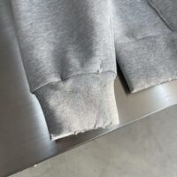 Dior Men CD Christian Dior Couture Hooded Sweatshirt Gray Cotton Fleece Dévoré Effect (4)