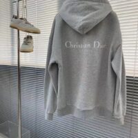 Dior Men CD Christian Dior Couture Hooded Sweatshirt Gray Cotton Fleece Dévoré Effect (4)