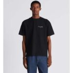 Dior Men CD Christian Dior Couture Relaxed Fit T-Shirt Black Ribbed Crew Neck Organic Cotton - Image 6