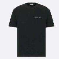 Dior Men CD Christian Dior Couture Relaxed Fit T-Shirt Black Ribbed Crew Neck Organic Cotton (3)