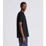 Dior Men CD Christian Dior Couture Relaxed Fit T-Shirt Black Ribbed Crew Neck Organic Cotton - Image 8
