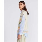 Dior Men CD Sleeveless Sweater Beige Wool Cashmere Intarsia V-Neckline Striped Hem – Image 14