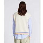 Dior Men CD Sleeveless Sweater Beige Wool Cashmere Intarsia V-Neckline Striped Hem – Image 13