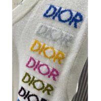 Dior Men CD Sleeveless Sweater Beige Wool Cashmere Intarsia V-Neckline Striped Hem (11)