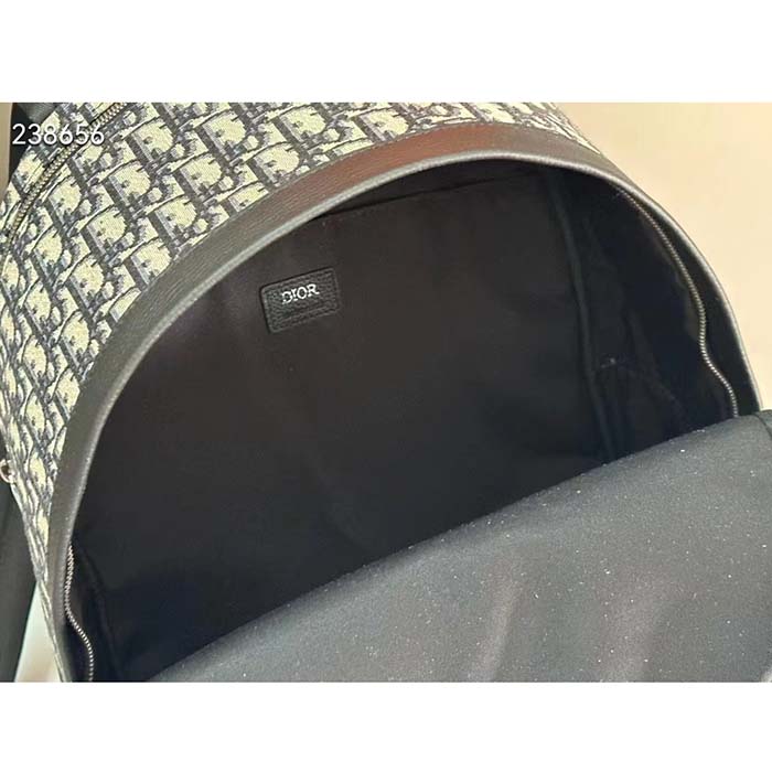 Dior Unisex CD Dior 8 Backpack Beige Black Dior Oblique Jacquard