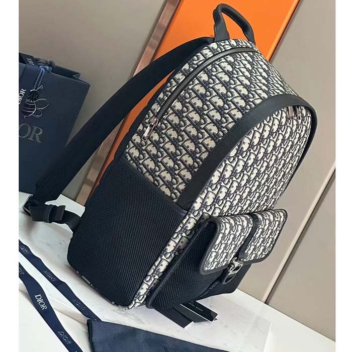 Dior Unisex CD Dior 8 Backpack Beige Black Dior Oblique Jacquard