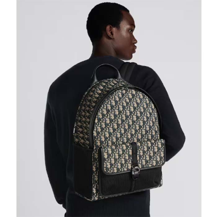 Dior Unisex CD Dior 8 Backpack Beige Black Dior Oblique Jacquard