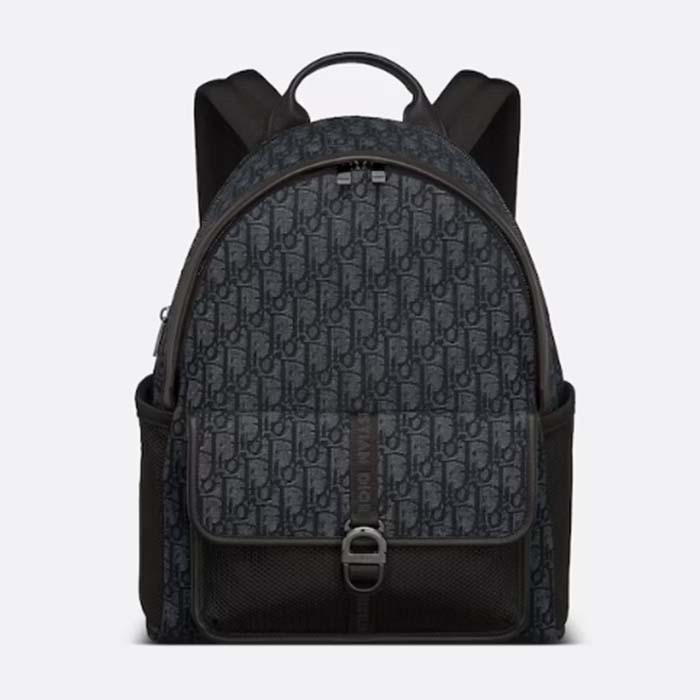 Dior Unisex CD Dior 8 Backpack Black Dior Oblique Jacquard