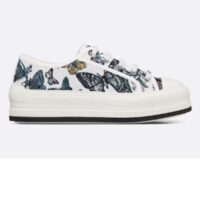 Dior Unisex CD Walk’N’Dior Platform Sneaker Pastel Midnight Blue Multicolor Embroidered Cotton Toile De Jouy Mexi