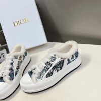 Dior Unisex CD Walk’N’Dior Platform Sneaker Pastel Midnight Blue Multicolor Embroidered Cotton Toile De Jouy Mexi