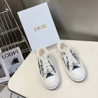 Dior Unisex CD Walk’N’Dior Platform Sneaker Pastel Midnight Blue Multicolor Embroidered Cotton Toile De Jouy Mexi
