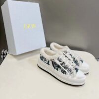 Dior Unisex CD Walk’N’Dior Platform Sneaker Pastel Midnight Blue Multicolor Embroidered Cotton Toile De Jouy Mexi