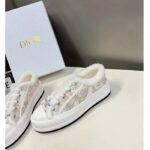 Dior Unisex CD Walk'N'Dior Platform Sneaker White Gold-Tone Toile De Jouy Mexico Embroidered Cotton Metallic Thread - Image 6