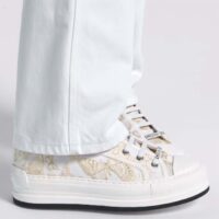 Dior Unisex CD Walk’N’Dior Platform Sneaker White Gold-Tone Toile De Jouy Mexico Embroidered Cotton Metallic Thread (12)