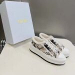 Dior Unisex CD Walk'n'Dior Platform Sneaker Beige Multicolor Embroidered Cotton Butterfly Bandana Motif - Image 3