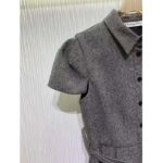 Dior Women CD Belted Mid-Length Dress Gray Virgin Wool Tweed - Bild 6