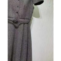 Dior Women CD Belted Mid-Length Dress Gray Virgin Wool Tweed (1)