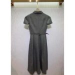 Dior Women CD Belted Mid-Length Dress Gray Virgin Wool Tweed - Bild 3