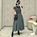 Dior Women CD Belted Mid-Length Dress Gray Virgin Wool Tweed - Bild 10