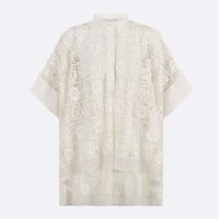 Dior Women CD Blouse Ecru Technical Cotton Lace Front Button Closure Mother-Of-Pearl Buttons (2)