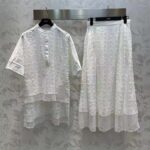 Dior Women CD Blouse Ecru Technical Cotton Lace Front Button Closure Mother-Of-Pearl Buttons - Imagen 2