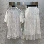 Dior Women CD Blouse Ecru Technical Cotton Lace Front Button Closure Mother-Of-Pearl Buttons - Imagen 3