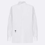 Dior Donna CD Blusa in popeline di cotone bianco con ricamo ape, senza fodera