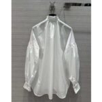 Dior Women CD Blouse White Cotton Poplin Hallmark Embroidered Bee Unlined - immagine 3