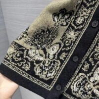 Dior Women CD Cardigan Beige Black Virgin Wool Cotton Jacquard Butterfly Bandana Motif (7)