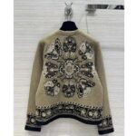Dior Women CD Cardigan Beige Black Virgin Wool Cotton Jacquard Butterfly Bandana Motif – Image 3