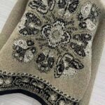 Dior Women CD Cardigan Beige Black Virgin Wool Cotton Jacquard Butterfly Bandana Motif – Image 4