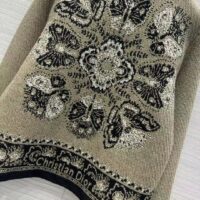 Dior Women CD Cardigan Beige Black Virgin Wool Cotton Jacquard Butterfly Bandana Motif (7)