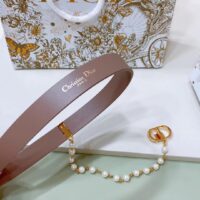 Dior Women CD Cinturon Dior Caro Belt Brown Smooth Calfskin White Glass Pearls 20 MM Width (10)