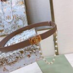 Dior Women CD Cinturon Dior Caro Belt Brown Smooth Calfskin White Glass Pearls 20 MM Width - Image 2
