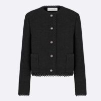 Dior Women CD Cropped Jacket Black Double-Sided Virgin Wool Bouclé (12)