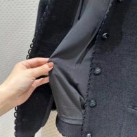 Dior Women CD Cropped Jacket Black Double-Sided Virgin Wool Bouclé (12)