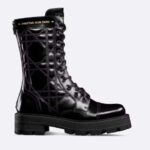 Botín Dior CD D-Unit para mujer, piel de becerro Cannage acolchada negra