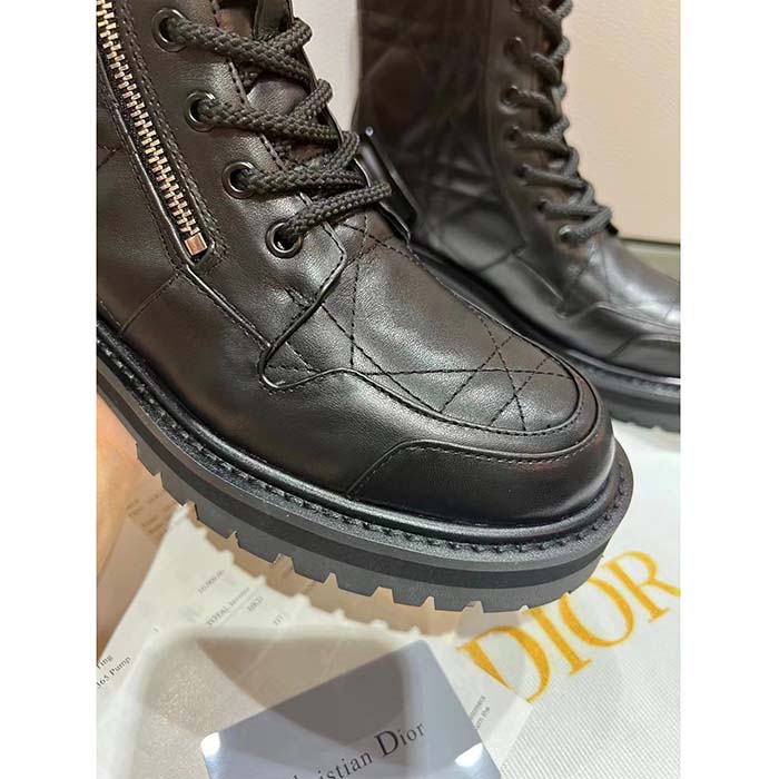 Dior Women CD D-Unit Ankle Boot Black Quilted Cannage Calfskin